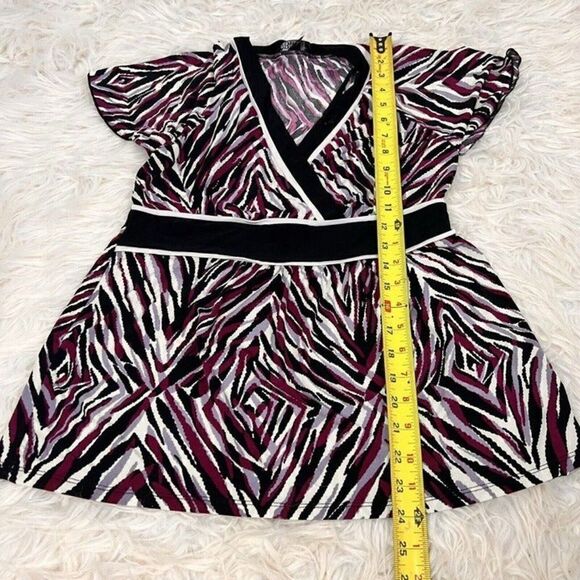 Ab studio Womens Vintage Y2K Jersey Knit Purple Zebra Print Stretch Blouse Med - Picture 4 of 10